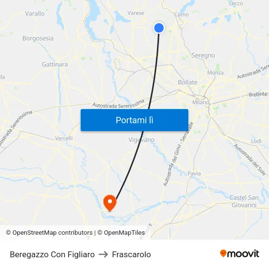 Beregazzo Con Figliaro to Frascarolo map