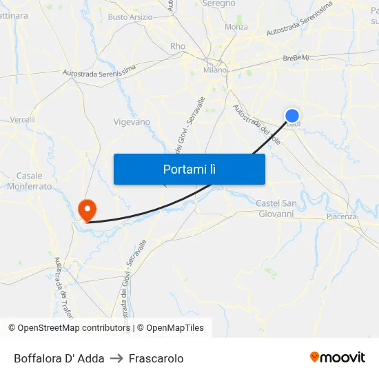 Boffalora D' Adda to Frascarolo map