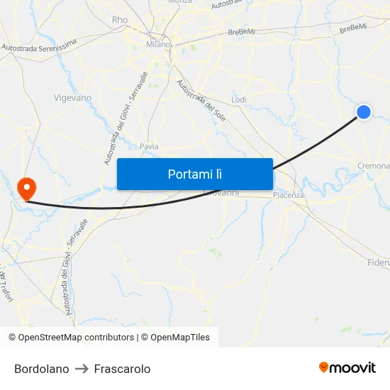 Bordolano to Frascarolo map