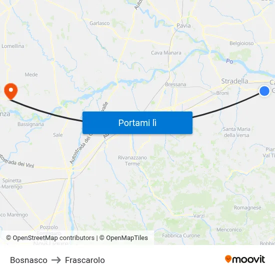 Bosnasco to Frascarolo map