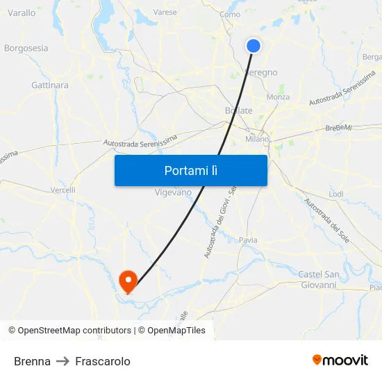 Brenna to Frascarolo map