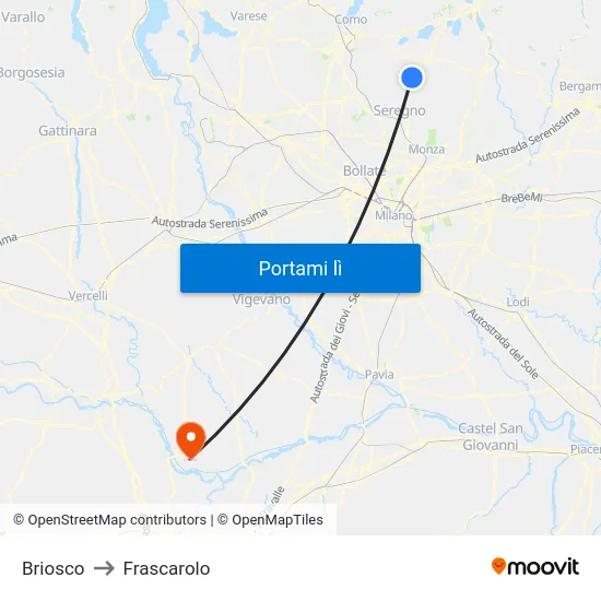 Briosco to Frascarolo map