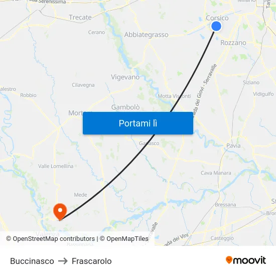 Buccinasco to Frascarolo map