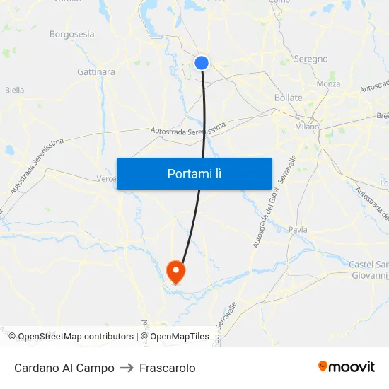 Cardano Al Campo to Frascarolo map