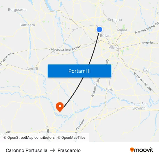 Caronno Pertusella to Frascarolo map