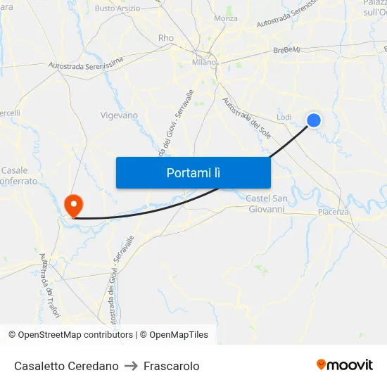 Casaletto Ceredano to Frascarolo map