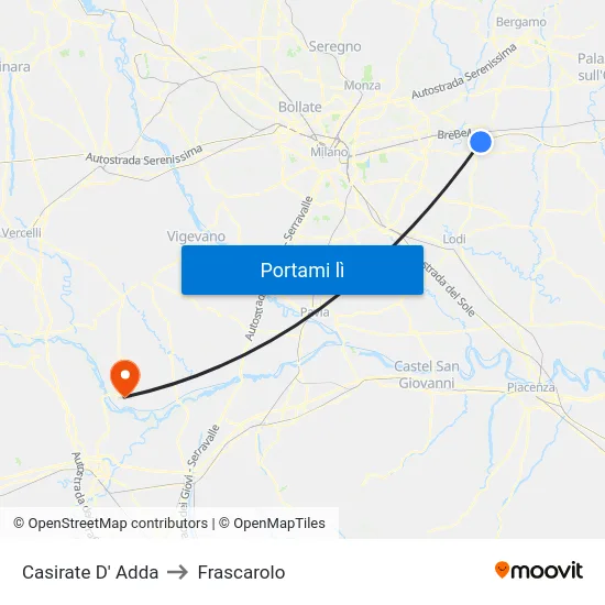 Casirate D' Adda to Frascarolo map