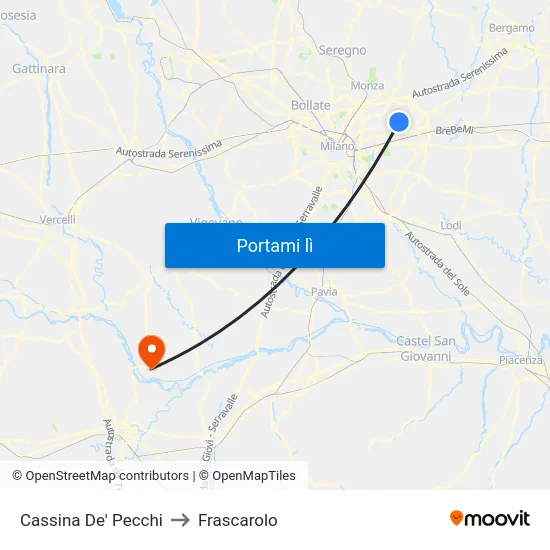 Cassina De' Pecchi to Frascarolo map