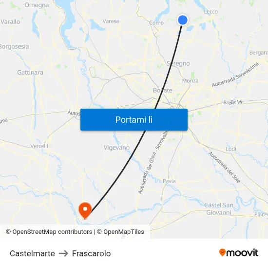 Castelmarte to Frascarolo map