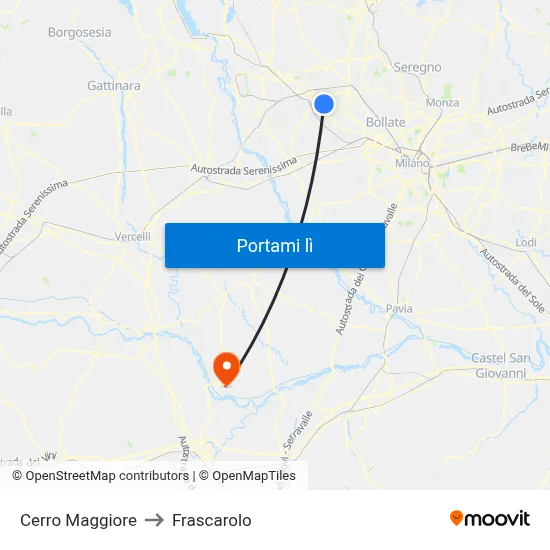 Cerro Maggiore to Frascarolo map