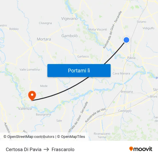 Certosa Di Pavia to Frascarolo map