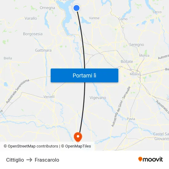 Cittiglio to Frascarolo map