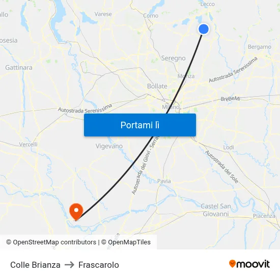 Colle Brianza to Frascarolo map