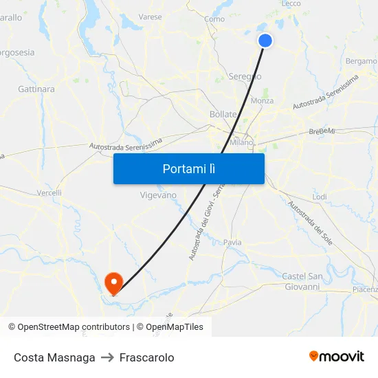 Costa Masnaga to Frascarolo map