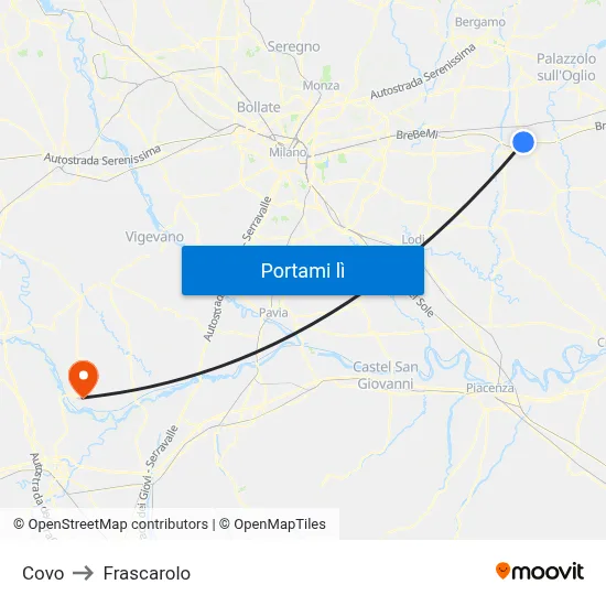 Covo to Frascarolo map