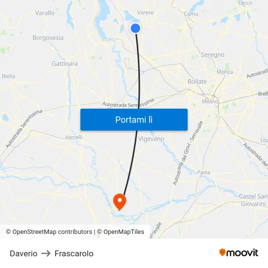 Daverio to Frascarolo map