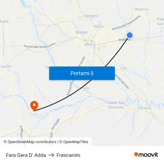 Fara Gera D' Adda to Frascarolo map