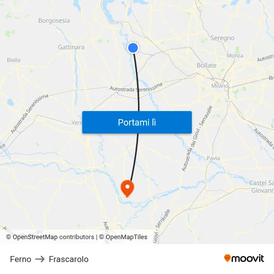 Ferno to Frascarolo map