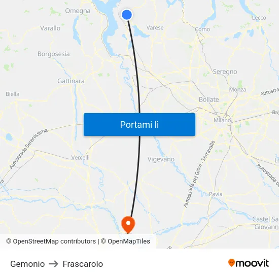 Gemonio to Frascarolo map