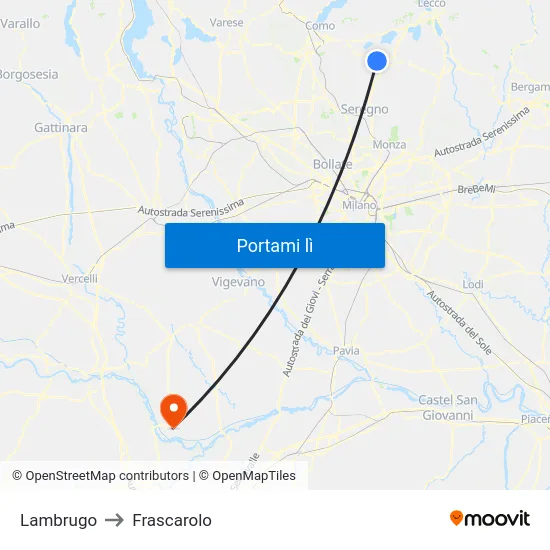 Lambrugo to Frascarolo map