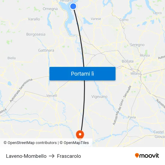 Laveno-Mombello to Frascarolo map