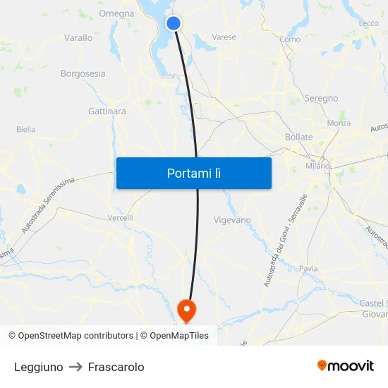 Leggiuno to Frascarolo map