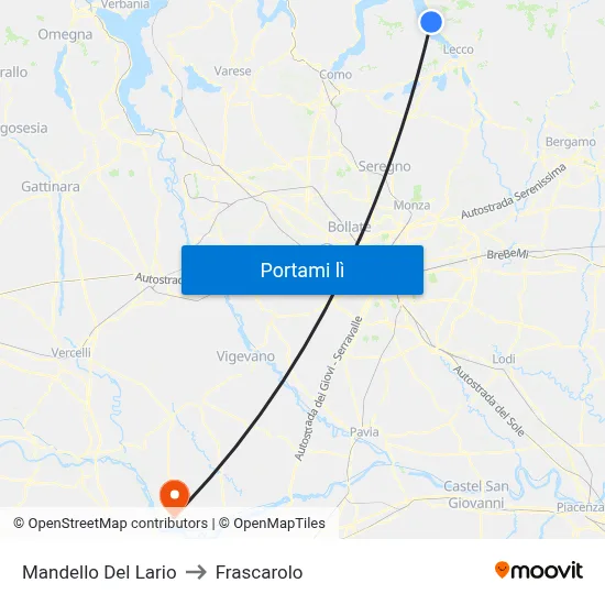 Mandello Del Lario to Frascarolo map
