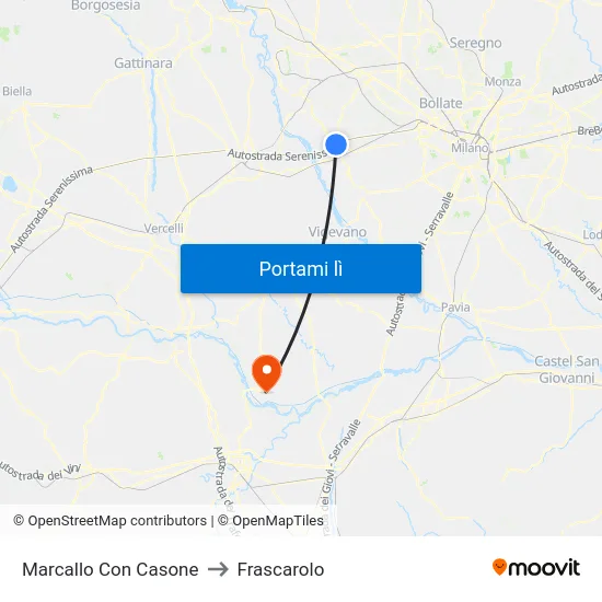 Marcallo Con Casone to Frascarolo map
