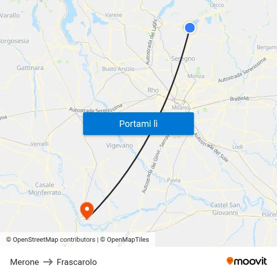 Merone to Frascarolo map