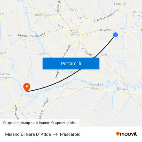 Misano Di Gera D' Adda to Frascarolo map