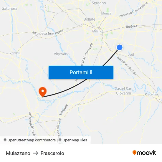 Mulazzano to Frascarolo map