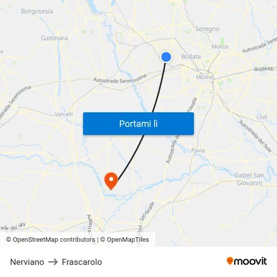 Nerviano to Frascarolo map