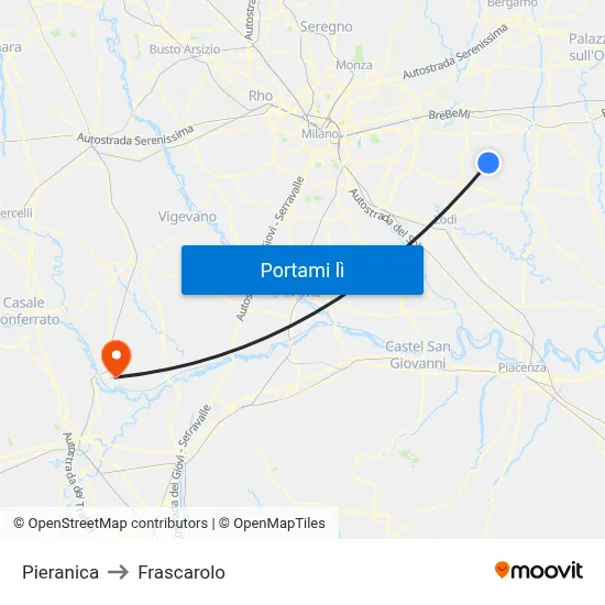 Pieranica to Frascarolo map