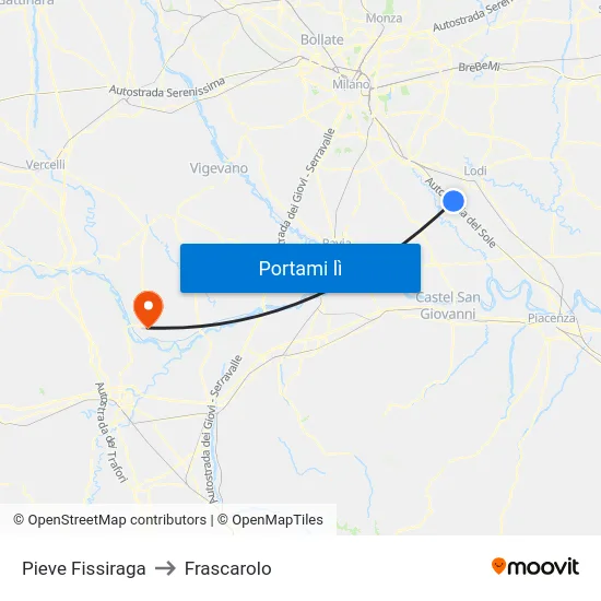 Pieve Fissiraga to Frascarolo map