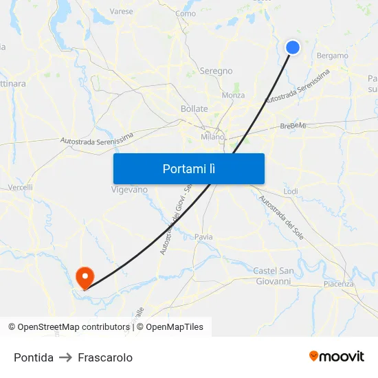 Pontida to Frascarolo map