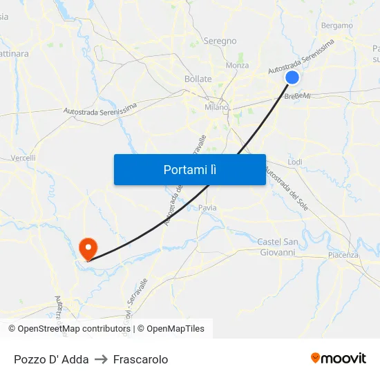Pozzo D' Adda to Frascarolo map