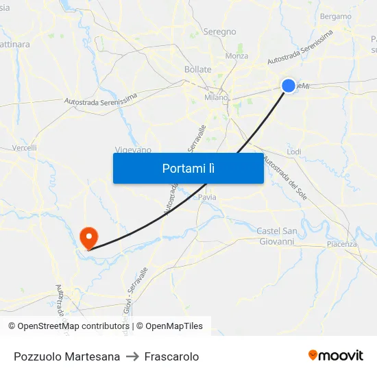 Pozzuolo Martesana to Frascarolo map
