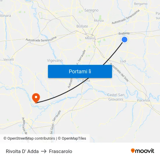 Rivolta D' Adda to Frascarolo map