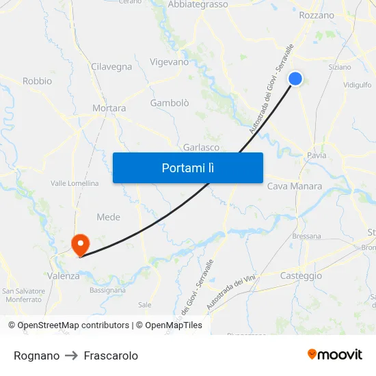 Rognano to Frascarolo map