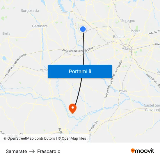 Samarate to Frascarolo map