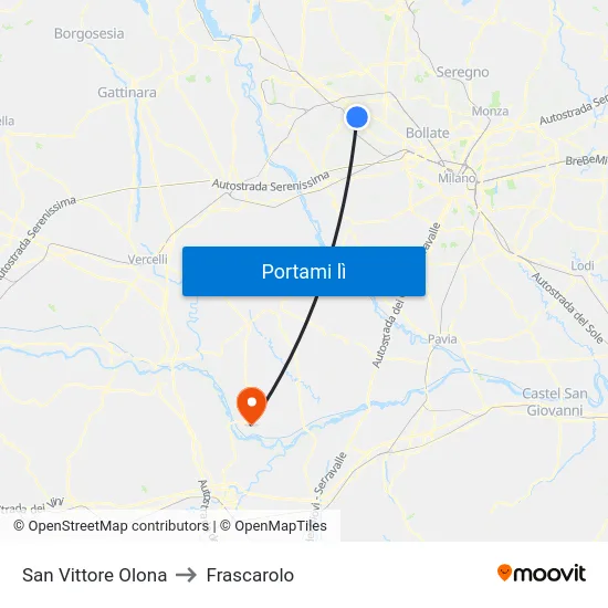San Vittore Olona to Frascarolo map