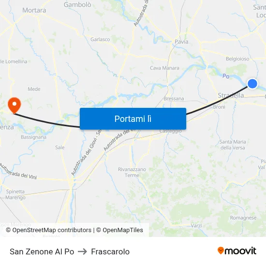 San Zenone Al Po to Frascarolo map