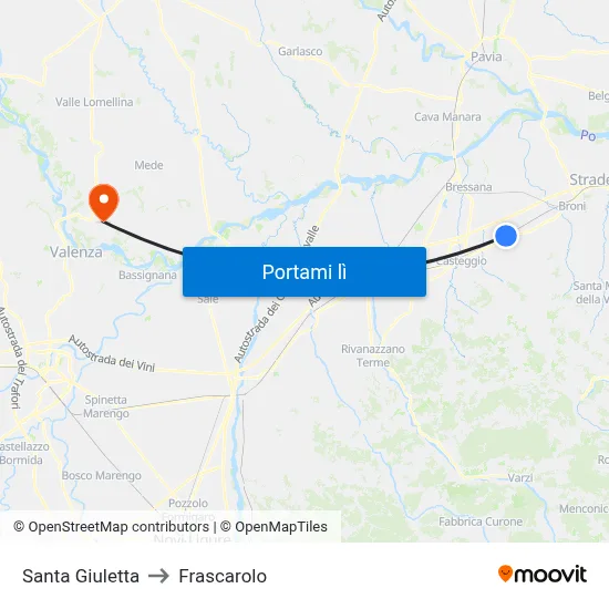 Santa Giuletta to Frascarolo map