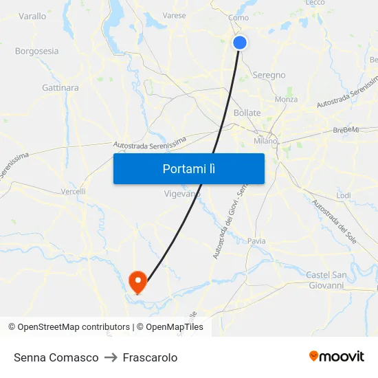Senna Comasco to Frascarolo map