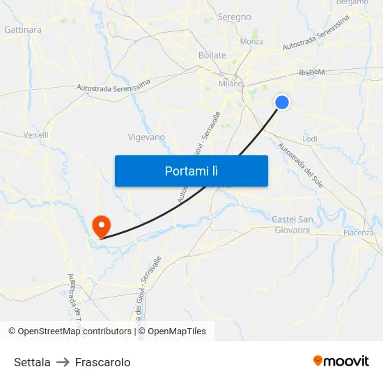Settala to Frascarolo map