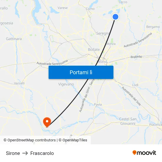 Sirone to Frascarolo map