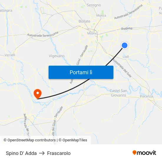 Spino D' Adda to Frascarolo map