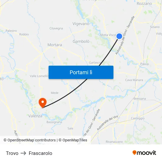 Trovo to Frascarolo map