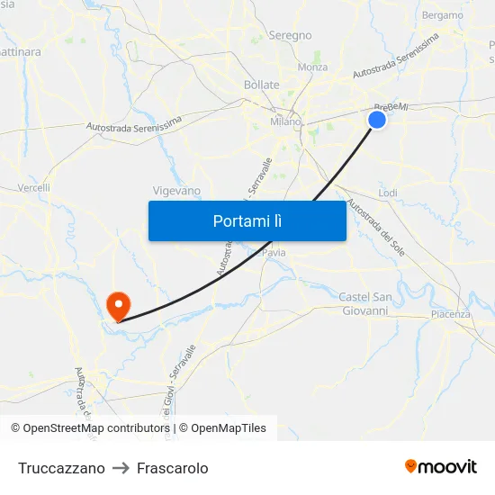 Truccazzano to Frascarolo map
