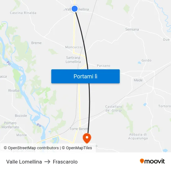 Valle Lomellina to Frascarolo map